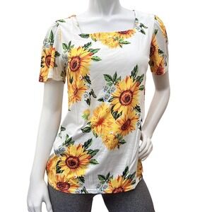 Auneal Women's flower Summer T-Shirt Short Sleeve Casual Tops Shirt Tee Size XL